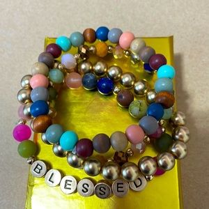 🎉❤️Gold BLESSED Multicolor Beaded Stretch Bracelet Stack Set